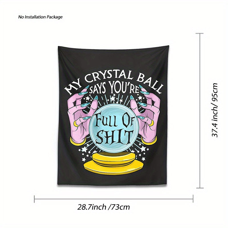 1pc Divination Crystal Ball Tapestry - Knit Peach Skin Velvet Polyester Wall Hanging, Witchcraft & Magic Hands Themed, No Electricity Required, Portrait Orientation, Unique Patterns, Dorm & Home Decor