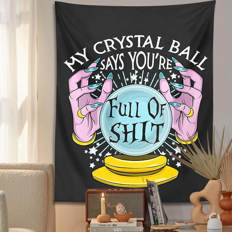 1pc Divination Crystal Ball Tapestry - Knit Peach Skin Velvet Polyester Wall Hanging, Witchcraft & Magic Hands Themed, No Electricity Required, Portrait Orientation, Unique Patterns, Dorm & Home Decor