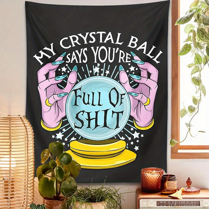 1pc Divination Crystal Ball Tapestry - Knit Peach Skin Velvet Polyester Wall Hanging, Witchcraft & Magic Hands Themed, No Electricity Required, Portrait Orientation, Unique Patterns, Dorm & Home Decor