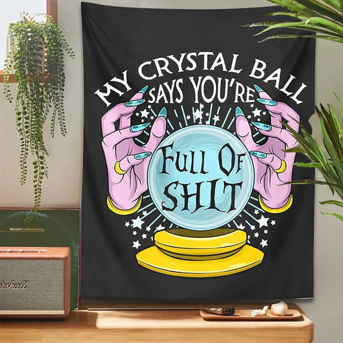 1pc Divination Crystal Ball Tapestry - Knit Peach Skin Velvet Polyester Wall Hanging, Witchcraft & Magic Hands Themed, No Electricity Required, Portrait Orientation, Unique Patterns, Dorm & Home Decor