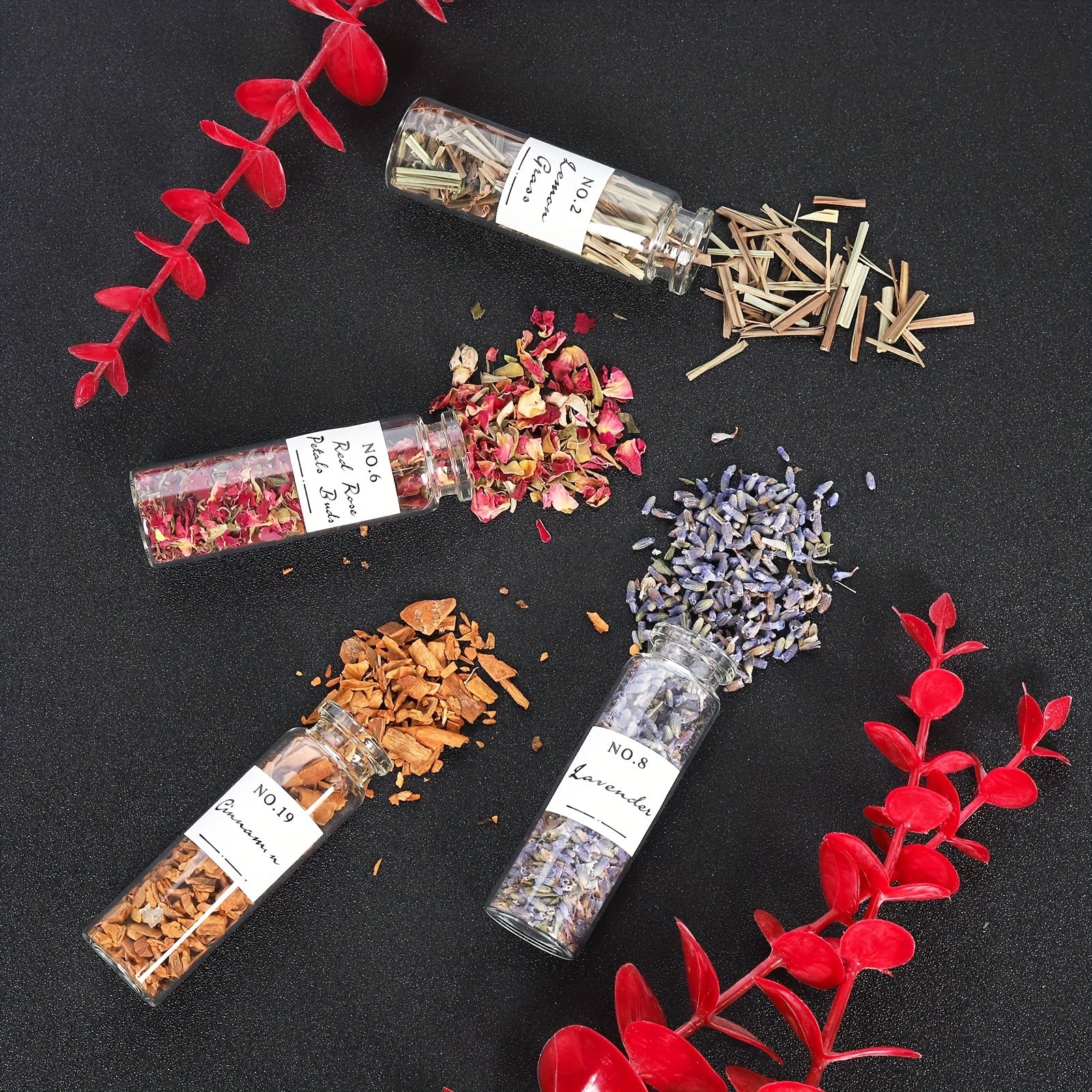 24pcs Witchcraft Supplies Herbs And Flowers Kit - Dried Herbs Set with 1pc Crystals Spoon - Witchy Beginners Experienced Dried Herbs Box Gift for Spells Rituals Altar Decor-weddingDay Gift And Valentine's Day Closeout Altar S