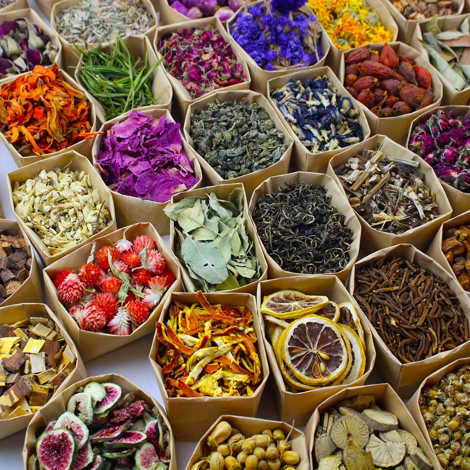 50 Packs Set - Dry Flower Craft Set, Witchcraft Kit, Resin Jewelry Making, DIY Candles, Seasonal Decorations, Rose, Jasmine, Peony, Lavender, Forget-me-not, Etc