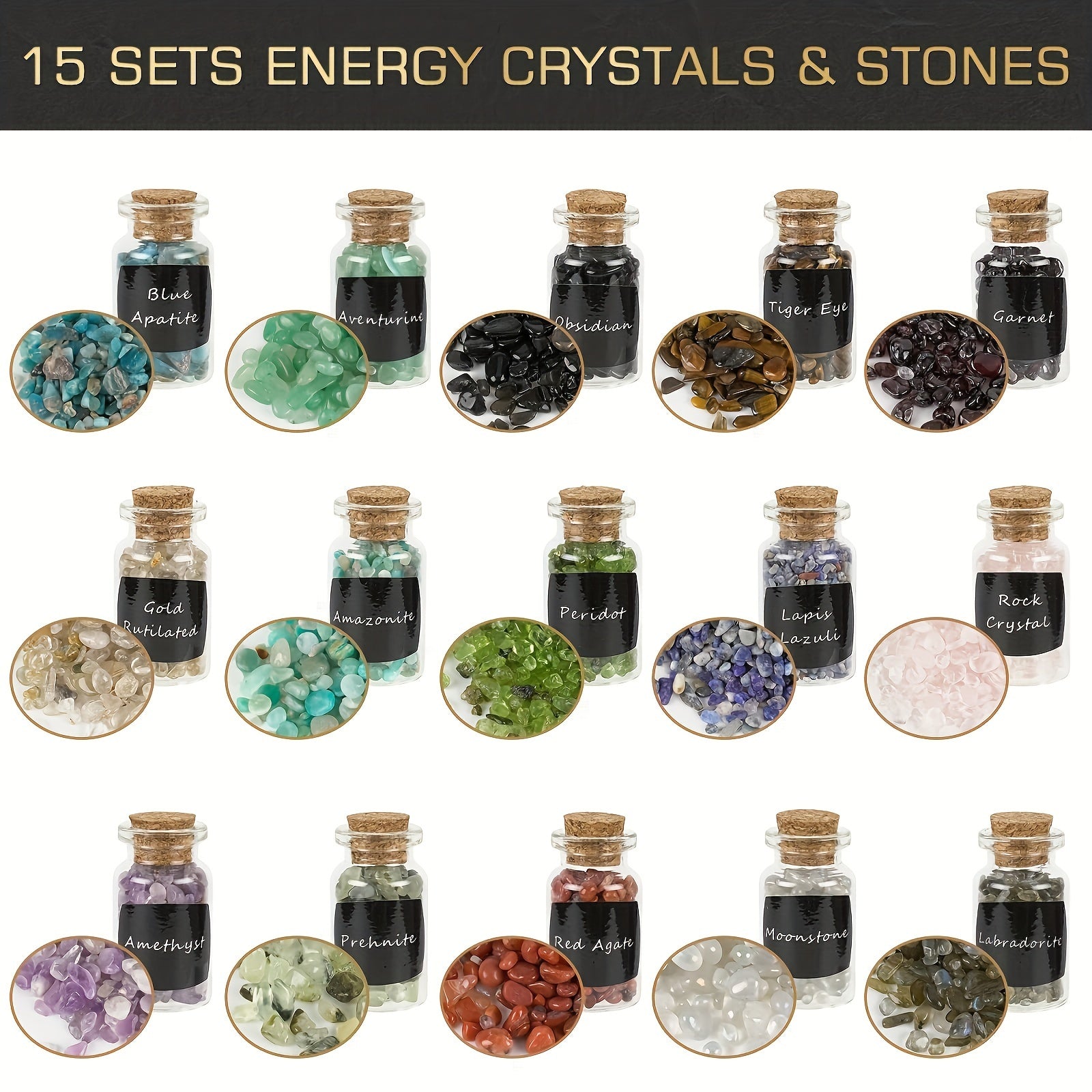 46P Witchcraft Supplies Kit Big Box -15pcs Crystals With Box, 15pcs Dried Herbs, 12pcs Magic Color Candles With Box, 1pc Crystal Spoon And Paper For Meditation Divination - Suitable For Wedding Graduation Beginners Experience