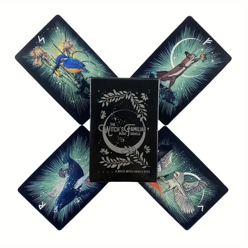 Witch's Familiar Oracle Cards Runic Divination Prophecy Deck for Adults, Mystic Fate Guidance for Family and Party Board Game