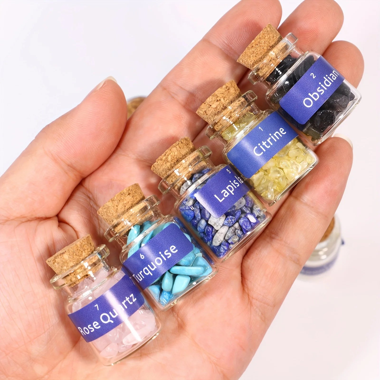 1 Set Crystal gemstone Chip Bottle,Mini Crystals,Spell Jars,Real Crystals For Witchcraft Supplies,Witchcraft Healing Crystals