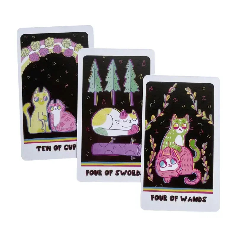 The Weird Cat Tarot English Card Game  Divination Game Gift Board Table Game Oracles and Divination Party Easy Tarot Board game