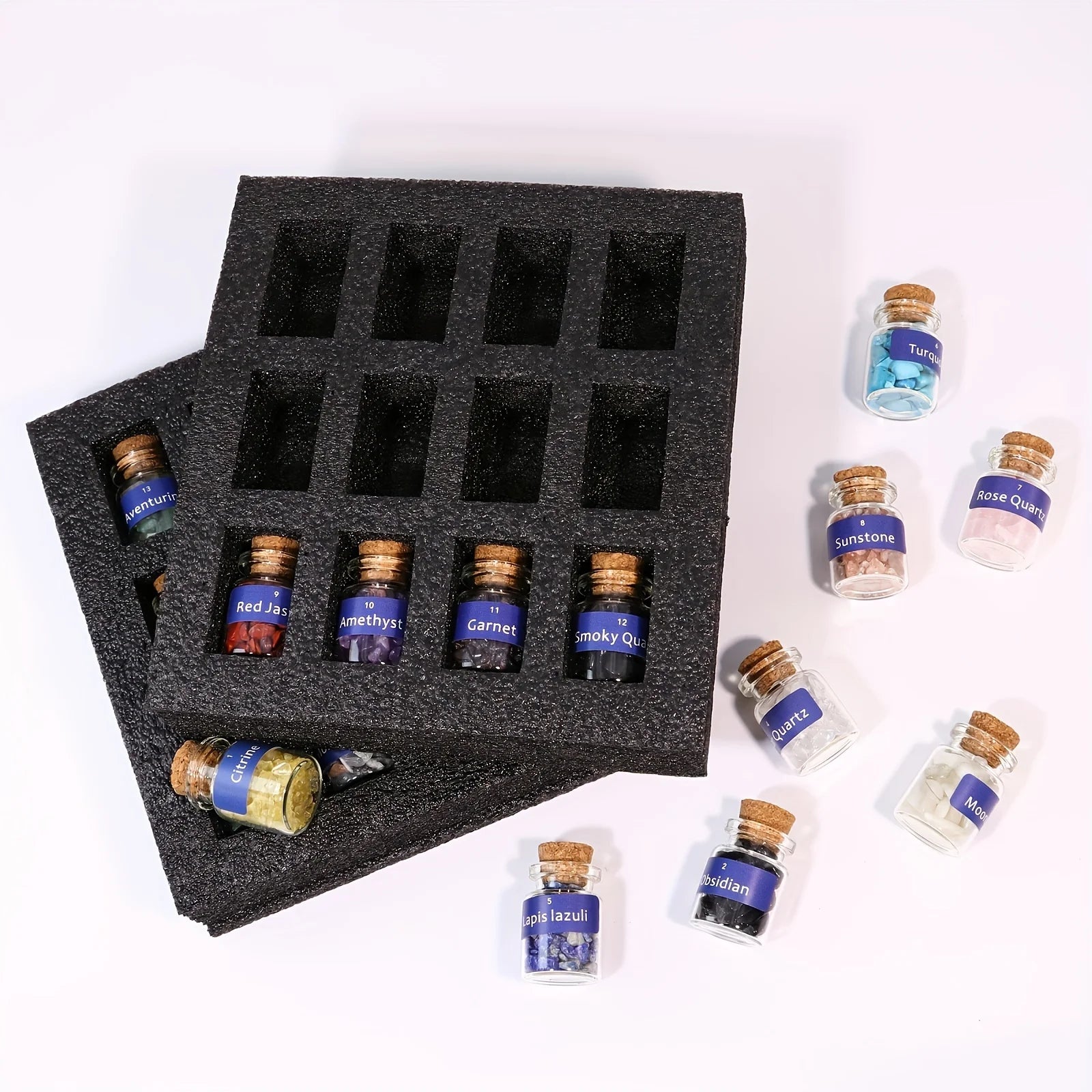 1 Set Crystal gemstone Chip Bottle,Mini Crystals,Spell Jars,Real Crystals For Witchcraft Supplies,Witchcraft Healing Crystals