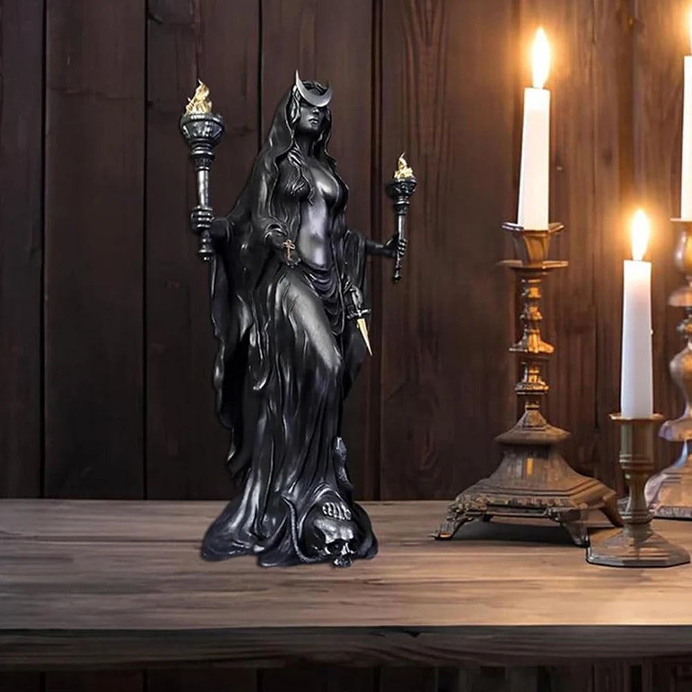 Witch of The Night Home Decoration Halloween Hecate Greek Witch Statue Figurine Modern Hounds of Magic Resin Sculpture Decor