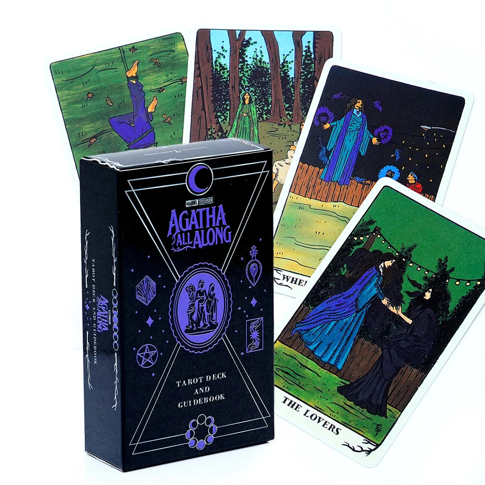 Agatha All Along Tarot Deck 78 Card Illustrated Tarot Set Inspired Witchcraft Divination Cards with Full Color Art for Beginners