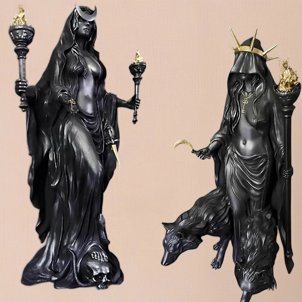 Witch of The Night Home Decoration Halloween Hecate Greek Witch Statue Figurine Modern Hounds of Magic Resin Sculpture Decor