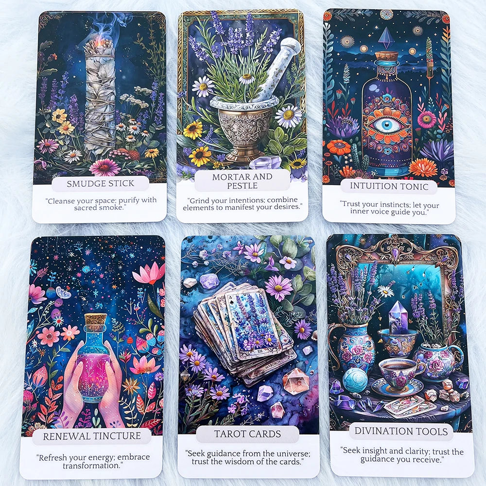 Witch Tools Magic Oracle Cards 54 Pcs, Mystical Guidance Deck for Beginners & Collectors, Witchy Aesthetic, Insightful Messages