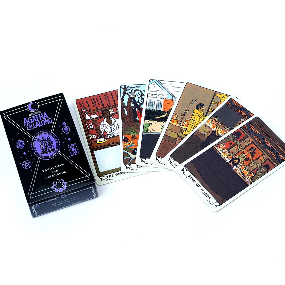 Agatha All Along Tarot Deck 78 Card Illustrated Tarot Set Inspired Witchcraft Divination Cards with Full Color Art for Beginners