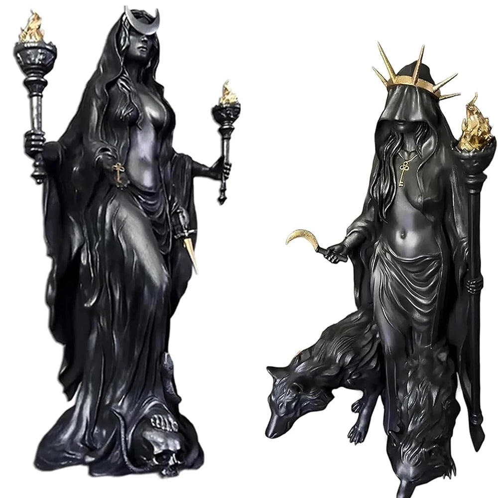 Witch of The Night Home Decoration Halloween Hecate Greek Witch Statue Figurine Modern Hounds of Magic Resin Sculpture Decor
