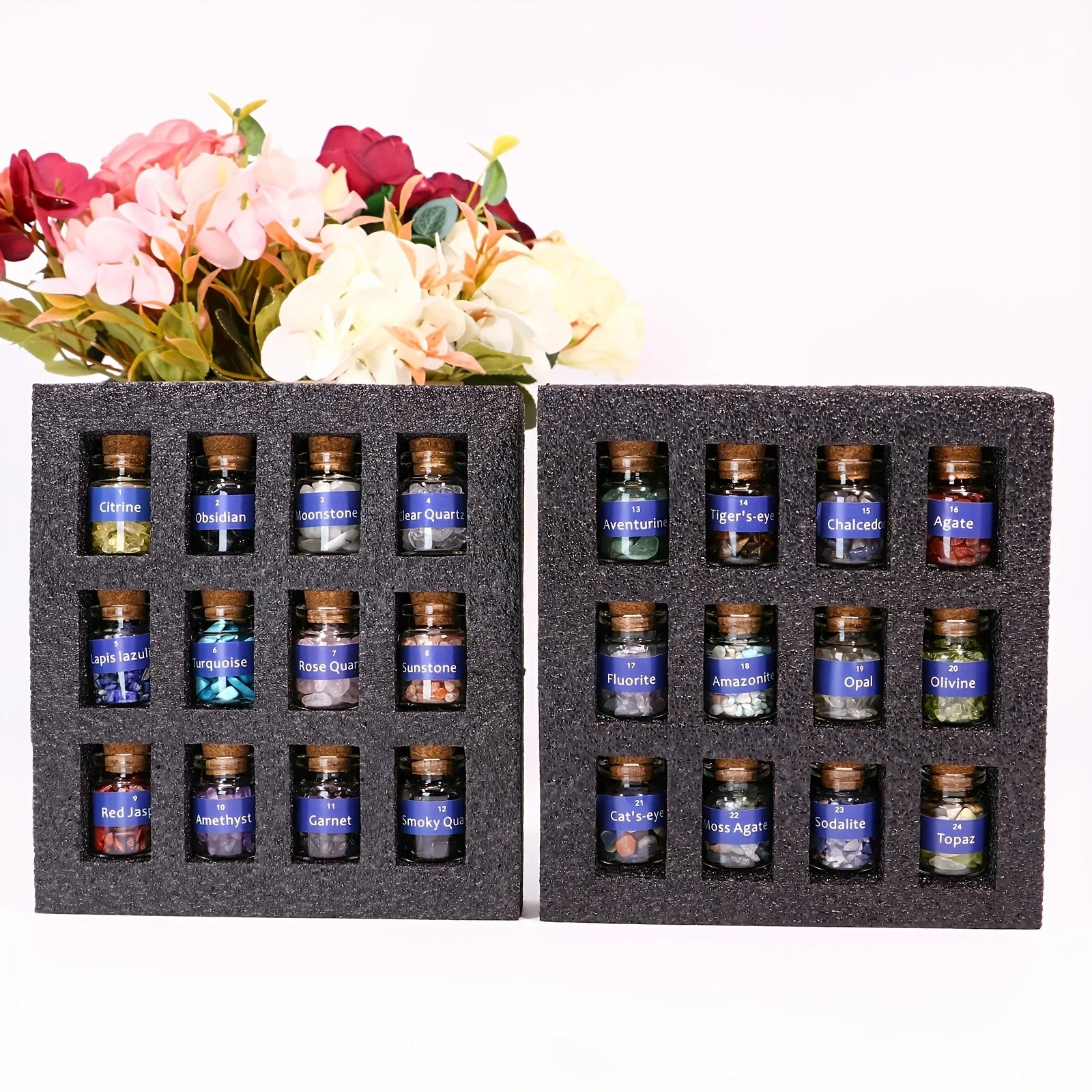 1 Set Crystal gemstone Chip Bottle,Mini Crystals,Spell Jars,Real Crystals For Witchcraft Supplies,Witchcraft Healing Crystals