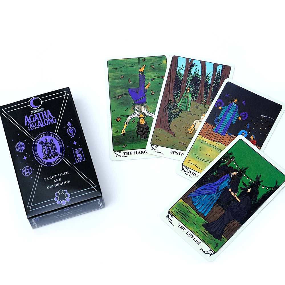 Agatha All Along Tarot Deck 78 Card Illustrated Tarot Set Inspired Witchcraft Divination Cards with Full Color Art for Beginners