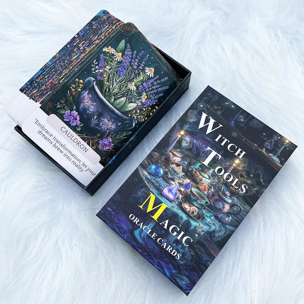 Witch Tools Magic Oracle Cards 54 Pcs, Mystical Guidance Deck for Beginners & Collectors, Witchy Aesthetic, Insightful Messages