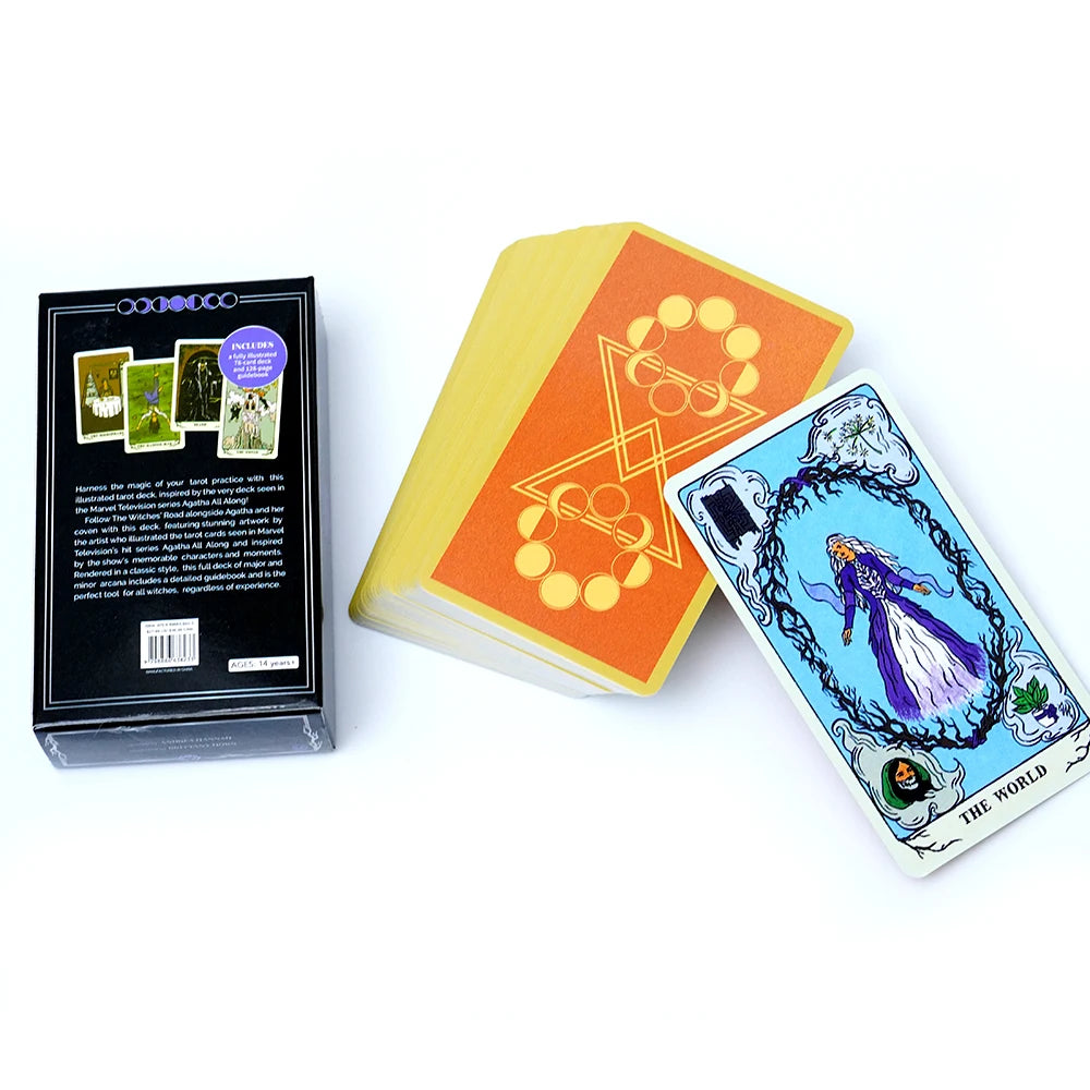 Agatha All Along Tarot Deck 78 Card Illustrated Tarot Set Inspired Witchcraft Divination Cards with Full Color Art for Beginners