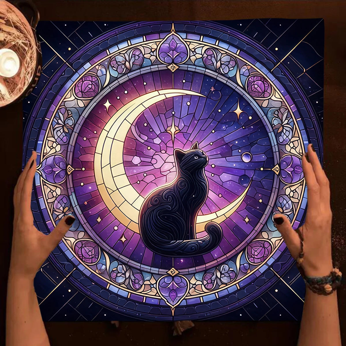 Witchcraft Cat Altar Cloth Tarot Card Tablecloth Moon Pentagram Table Cloth For Divination Cloth Tarot Mat Witch Home Decor