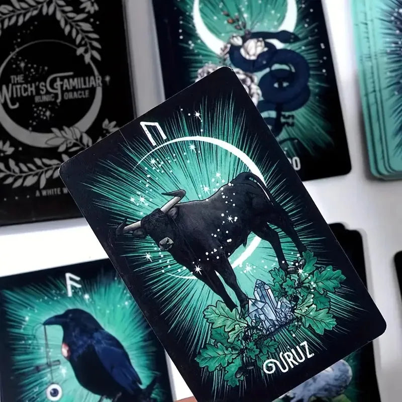 Witch's Familiar Oracle Cards Runic Divination Prophecy Deck for Adults, Mystic Fate Guidance for Family and Party Board Game