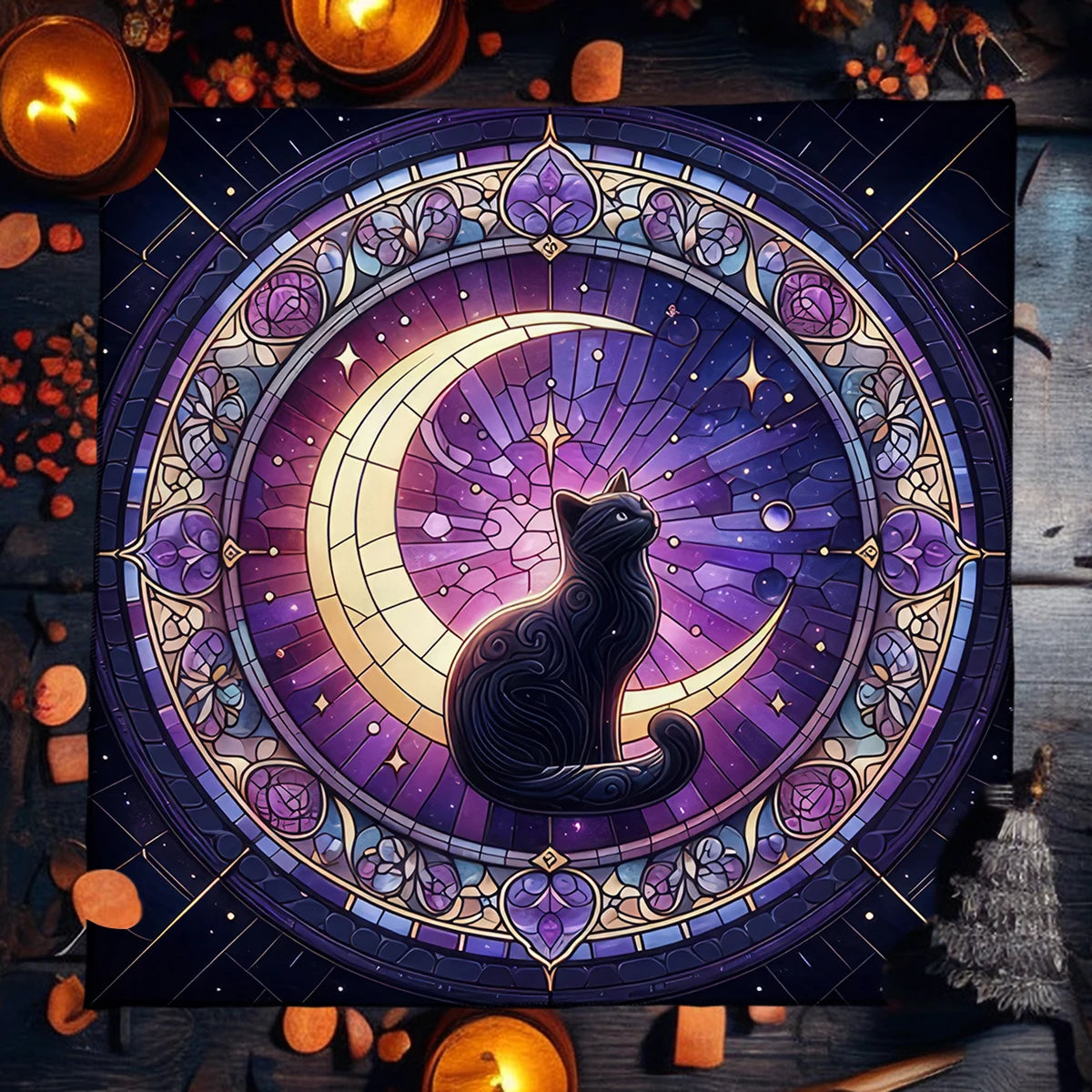 Witchcraft Cat Altar Cloth Tarot Card Tablecloth Moon Pentagram Table Cloth For Divination Cloth Tarot Mat Witch Home Decor