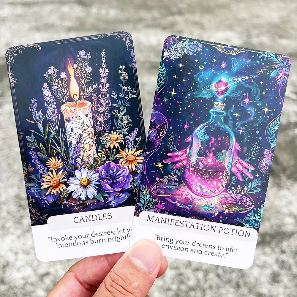 Witch Tools Magic Oracle Cards 54 Pcs, Mystical Guidance Deck for Beginners & Collectors, Witchy Aesthetic, Insightful Messages