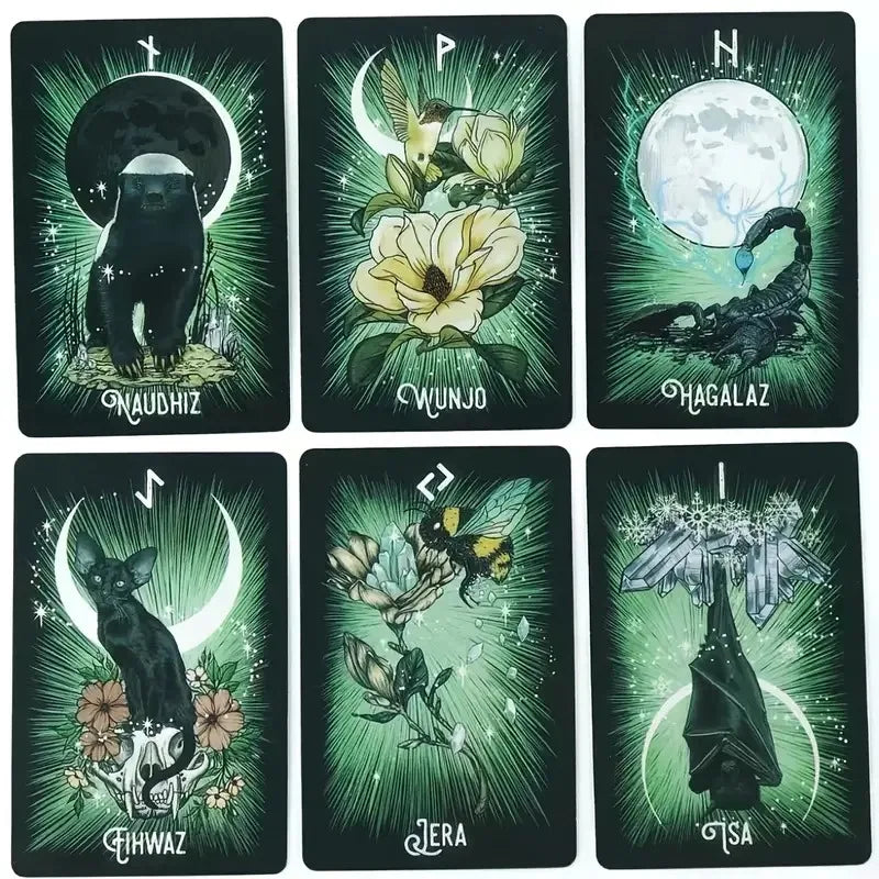 Witch's Familiar Oracle Cards Runic Divination Prophecy Deck for Adults, Mystic Fate Guidance for Family and Party Board Game