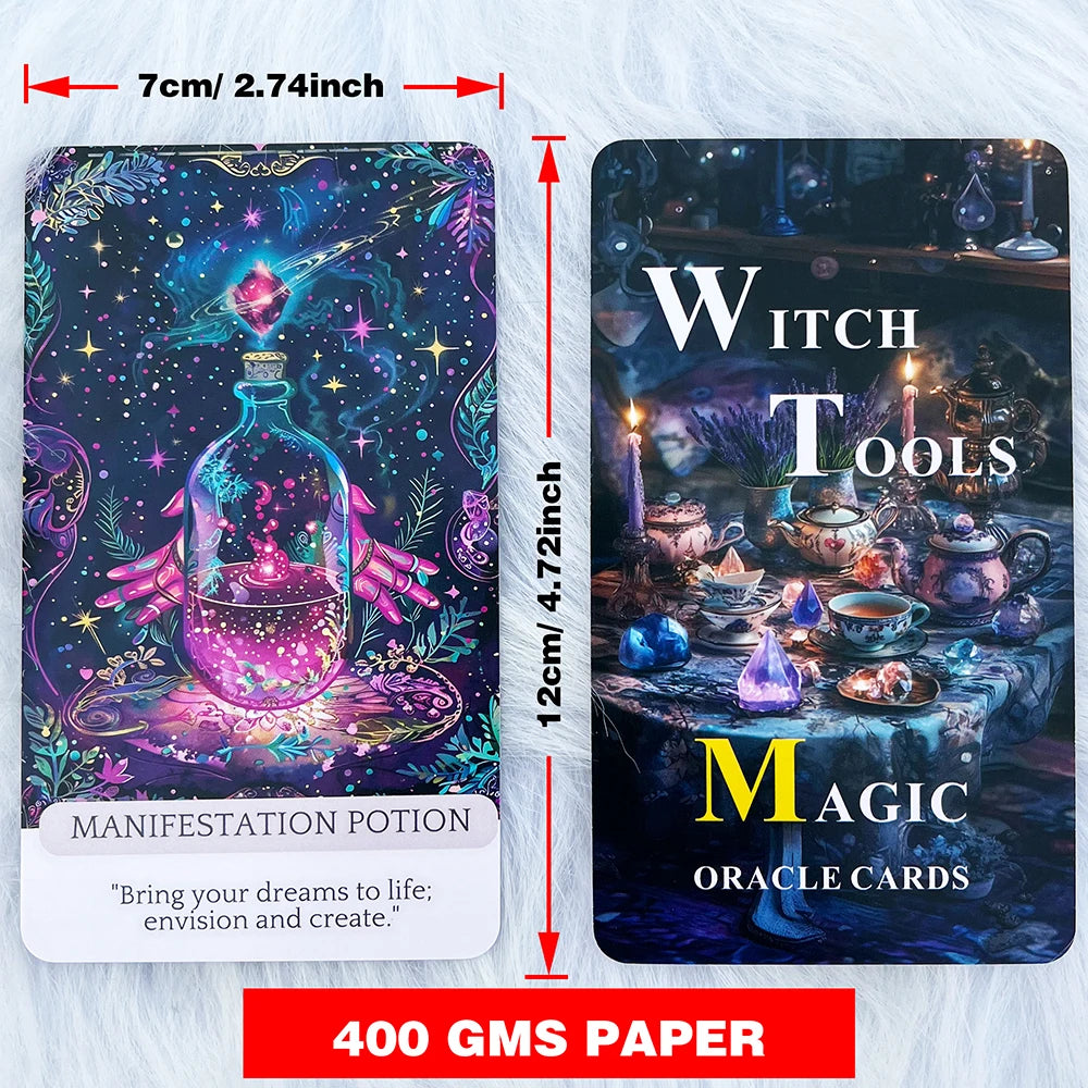 Witch Tools Magic Oracle Cards 54 Pcs, Mystical Guidance Deck for Beginners & Collectors, Witchy Aesthetic, Insightful Messages