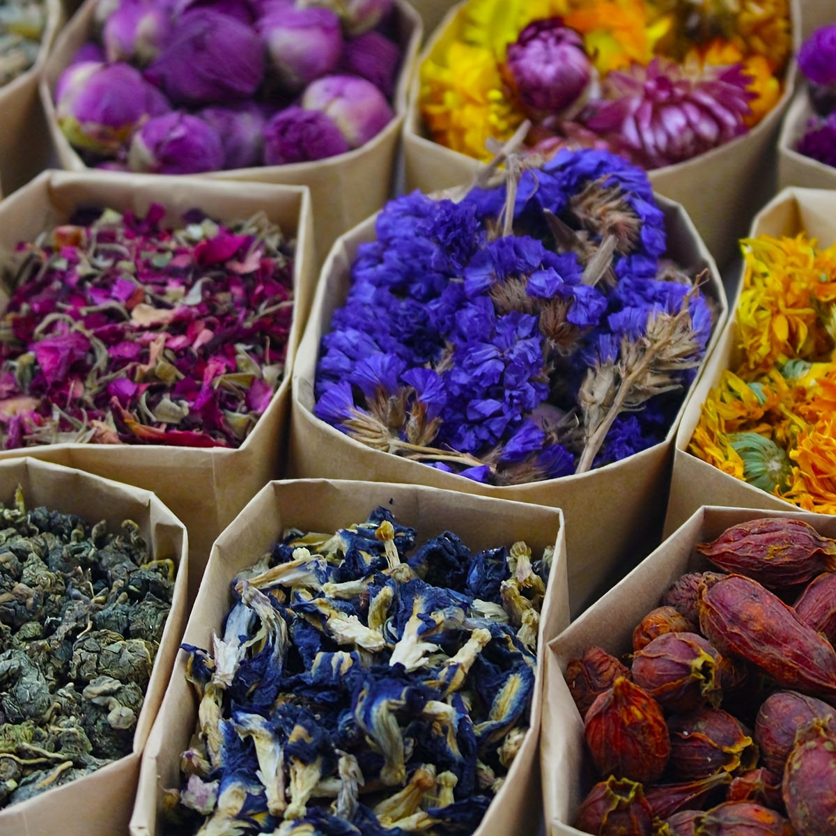 50 Packs Set - Dry Flower Craft Set, Witchcraft Kit, Resin Jewelry Making, DIY Candles, Seasonal Decorations, Rose, Jasmine, Peony, Lavender, Forget-me-not, Etc