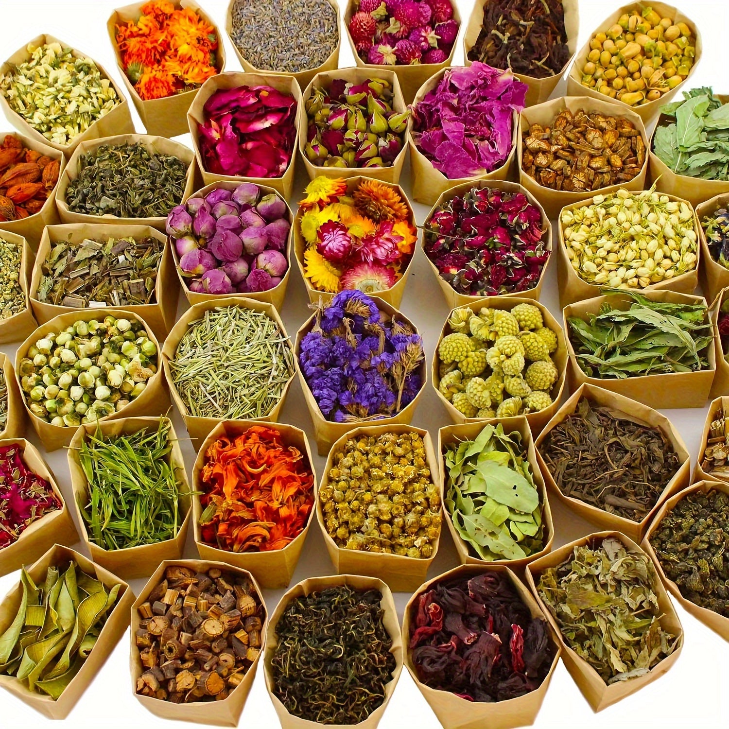 40 Packs Dried Flowers Craft Set, Dried Plant Kit, Witchcraft Kit, Resin Jewelry Making, DIY Candle, Seasonal Decor, Roses, Jasmine, Peony, Lavender, Forget-me-not, Etc